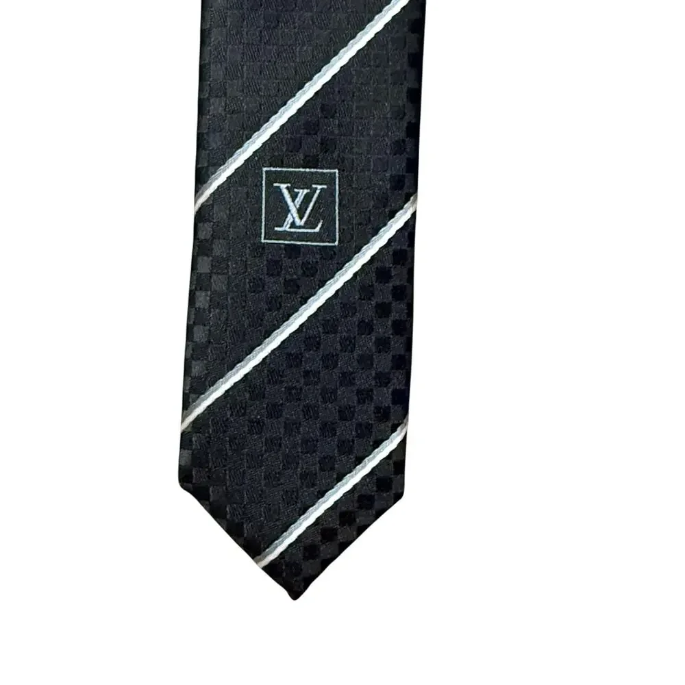 Louis Vuitton Paris Black 100% Silk Necktie